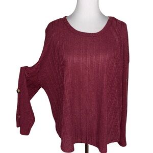 New Directions Burgundy Crew Neck Sweater